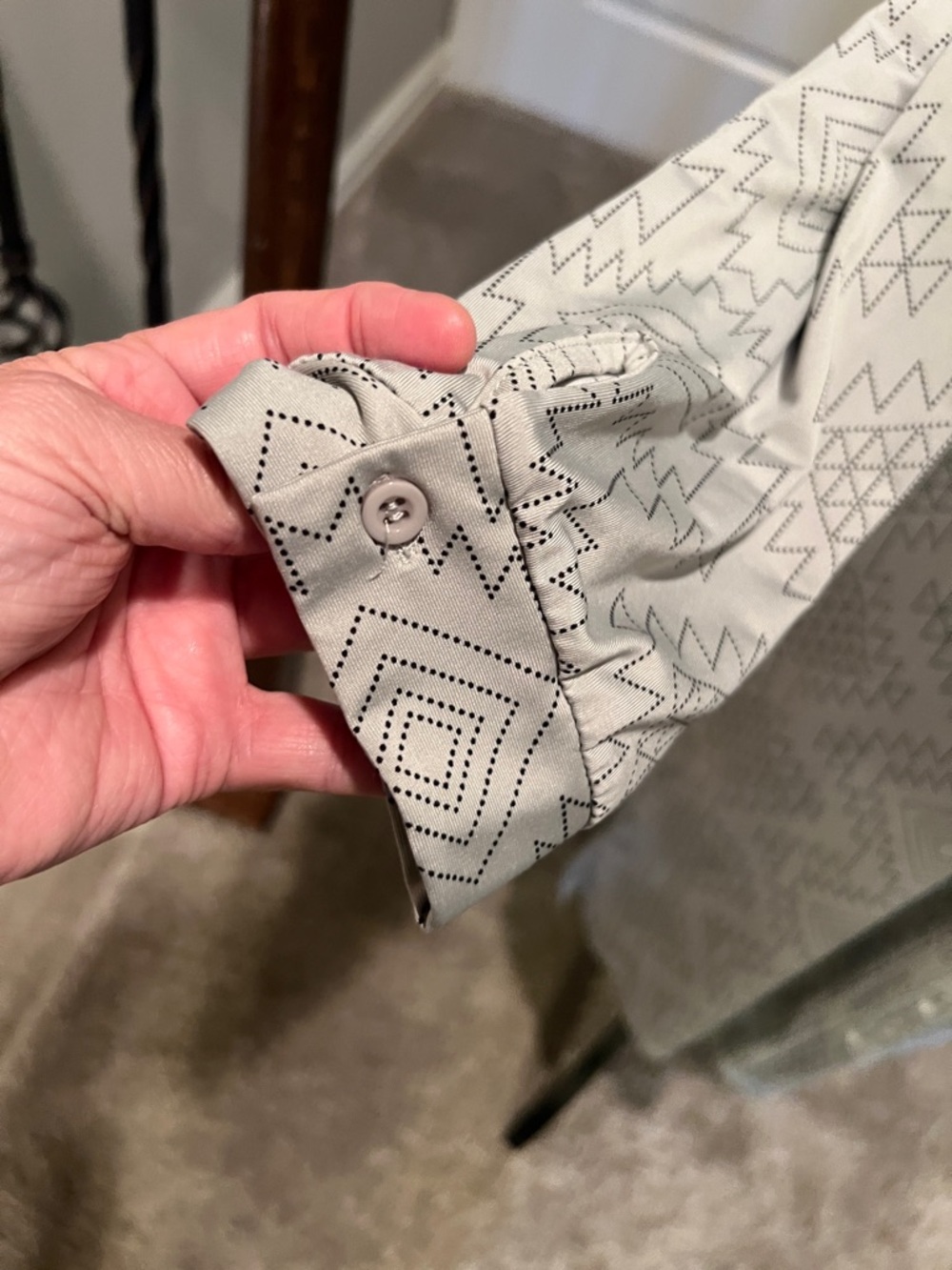 LuLaRoe Light Green Aztec Shirt Dress with Self Tie - Picture 7 of 10